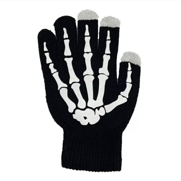 Halloween Other - Halloween Black Knit Skeleton Touch Screen Gloves Unisex -A